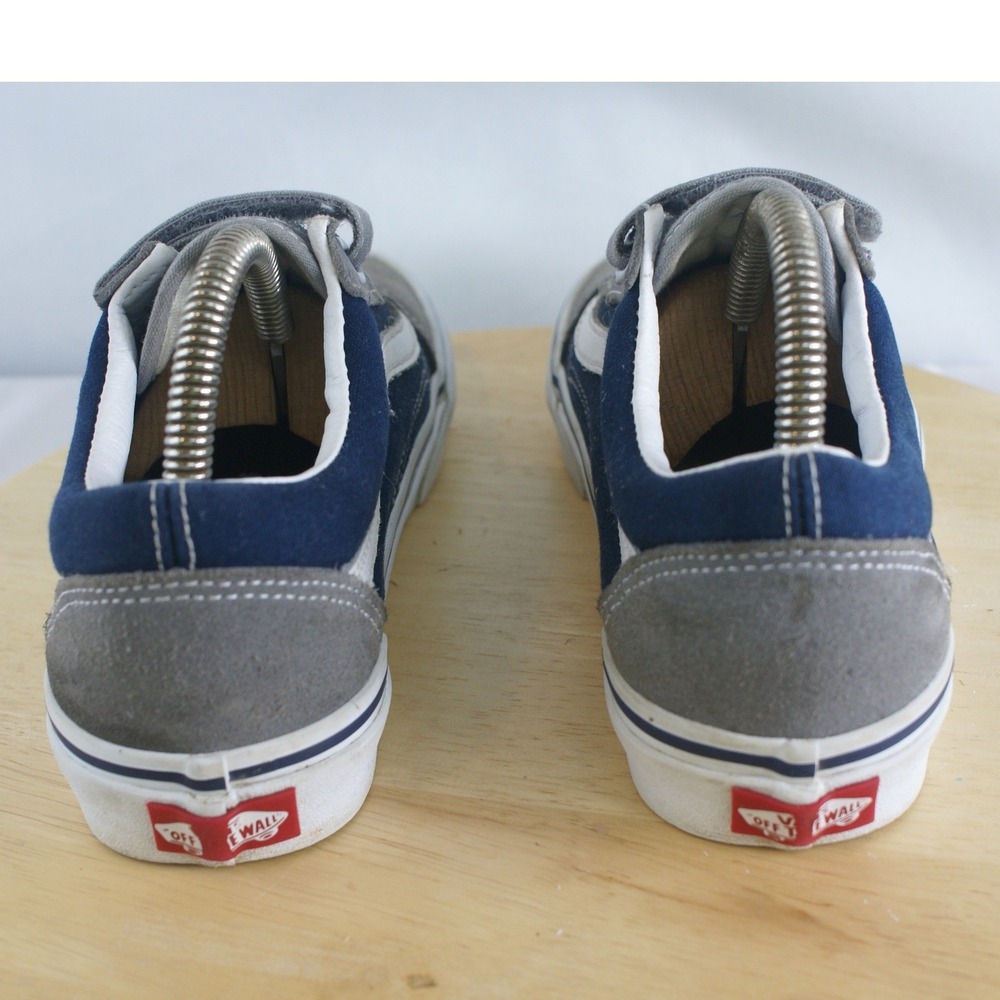 Vans Old Skool V Off The Wall Navy Grey Suede Triple Strap Sneakers 5 Men 6.5 W - Picture 3 of 7